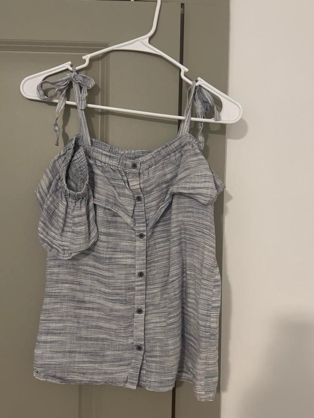Blue and white striped top
